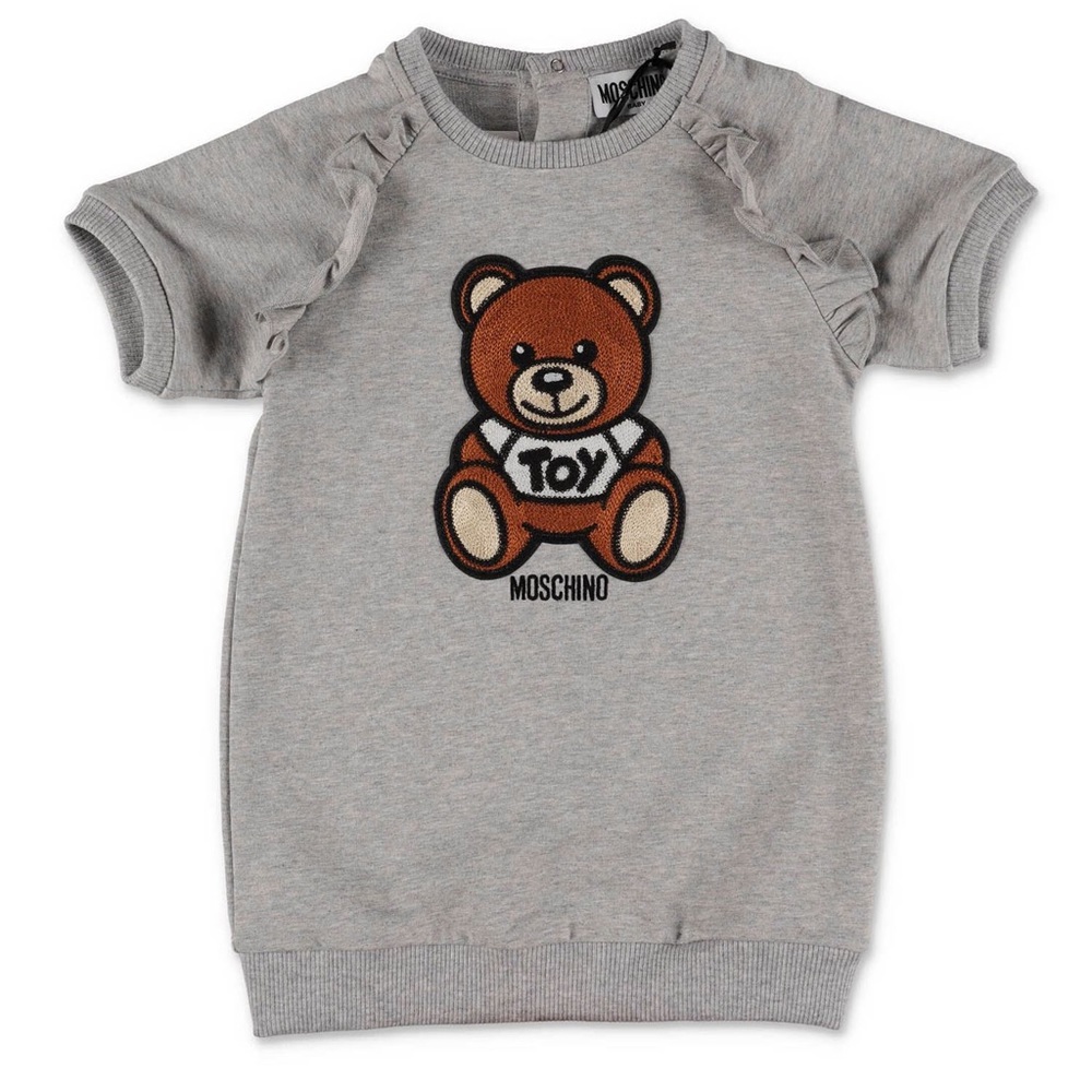 Moschino Baby Grey Teddy Bear Raglan Sleeves Dress